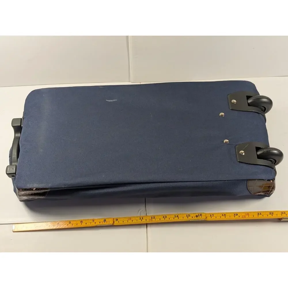 Large Rolling Garment Bag Wheeled Travel Luggage Blue Suit Dress Carry On Tote